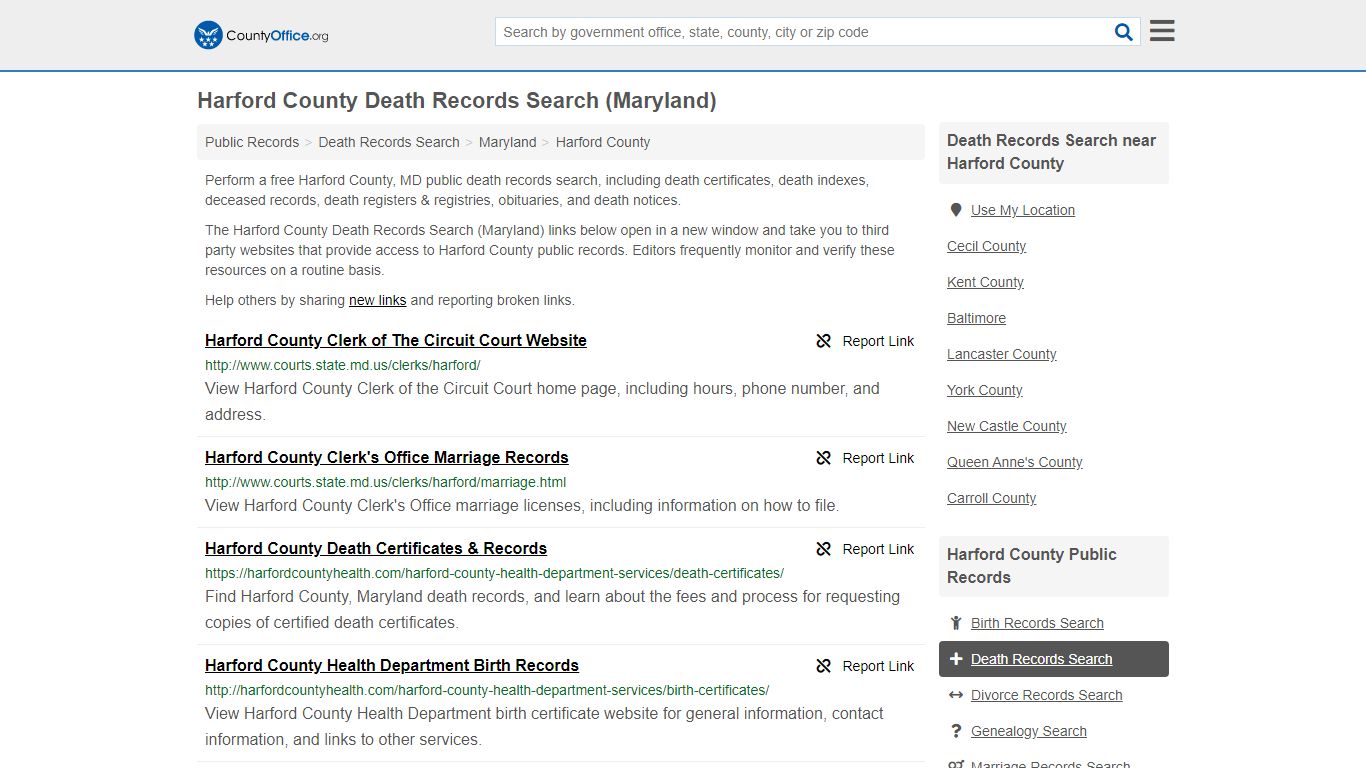 Death Records Search - Harford County, MD (Death ...